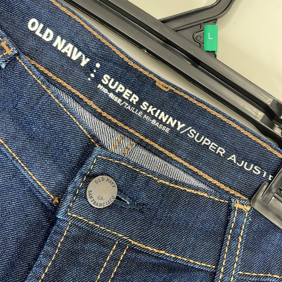 Old Navy Super Skinny Mid-Rise Jeans Dark Wash Denim Stretch 8 Long - Picture 5 of 10